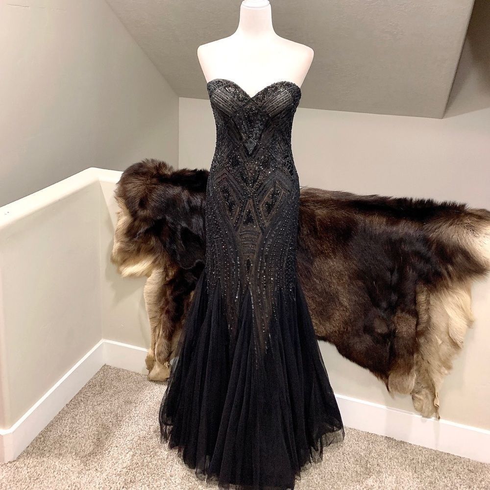 Custom Gorgeous Strapless Matte Sequins & Beads F… - image 1